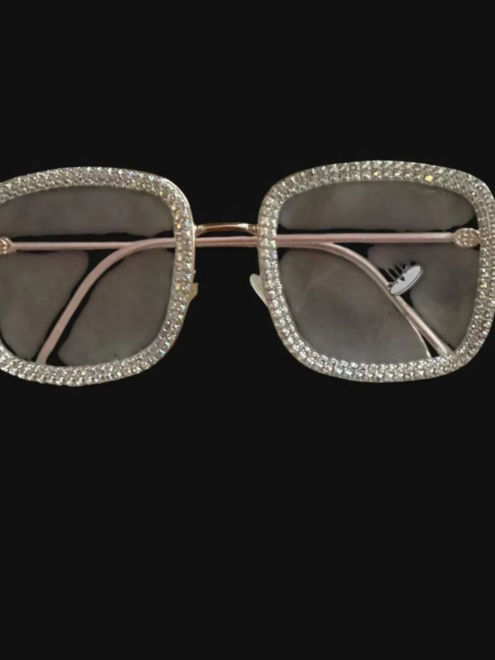 New square frame glasses with 💎rhinestones around the Gold colored frame, #glam